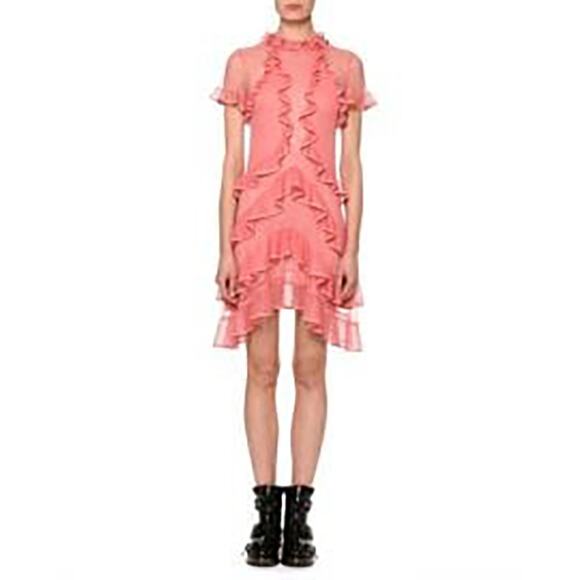 ALEXANDER MCQUEEN Silk Pointelle Knit Lace Flounce Ruffle Dress Italy L $2990 - Picture 16 of 16
